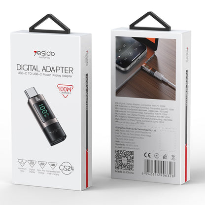 Adapter za podatke i punjenje USB-C - USB-C Yesido GS24 Display, Sivi