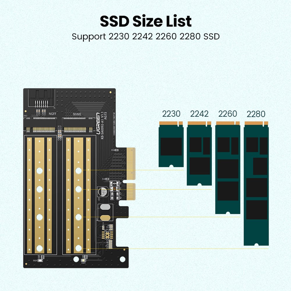 Adapter sučelja SSD UGREEN CM302 (70504), NVMe M.2 / SATA - PCIe 3.0 X4