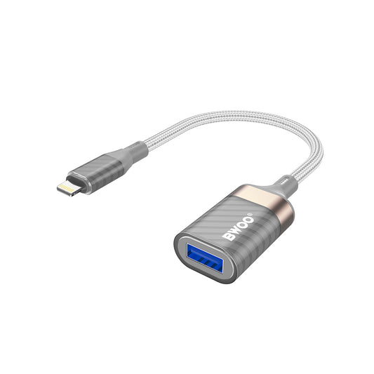 OTG adapter Lightning - USB-A BWOO BZ70, Sivi