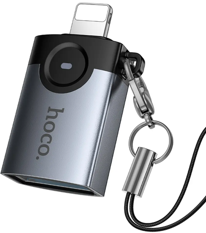 OTG Lightning adapter - USB-A HOCO UA46, Siva