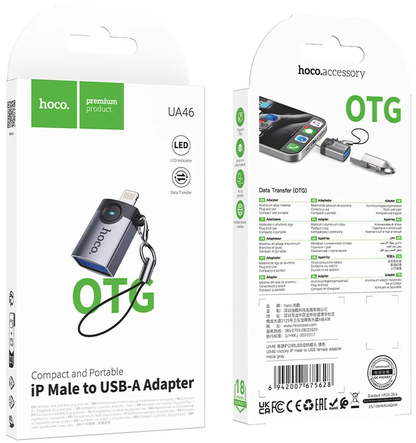 OTG Lightning adapter - USB-A HOCO UA46, Siva