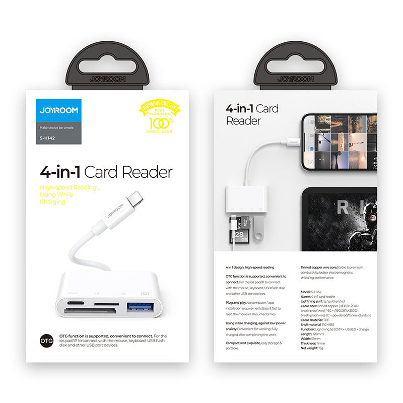 OTG adapter Lightning - USB-A / microSD Joyroom, bijeli S-H142