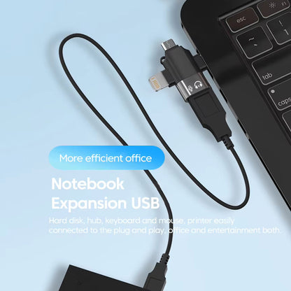 OTG adapter Lightning / microUSB / USB-C - USB-A Techsuit A17 SoundVoltX, Crni