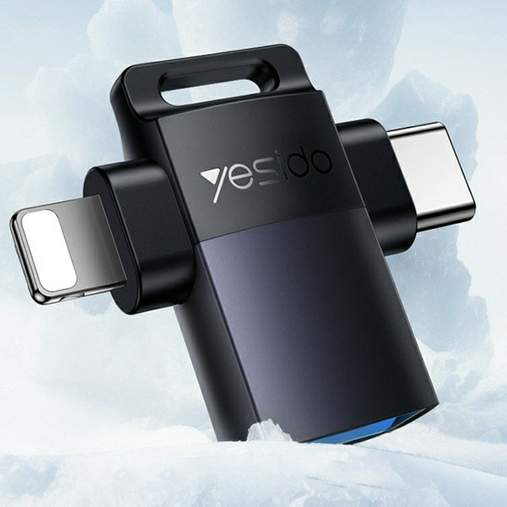 OTG adapter Lightning / USB-C - USB-A Yesido GS35, Sivi