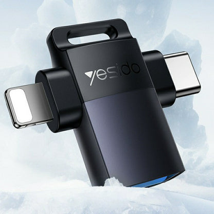OTG adapter Lightning / USB-C - USB-A Yesido GS35, Sivi