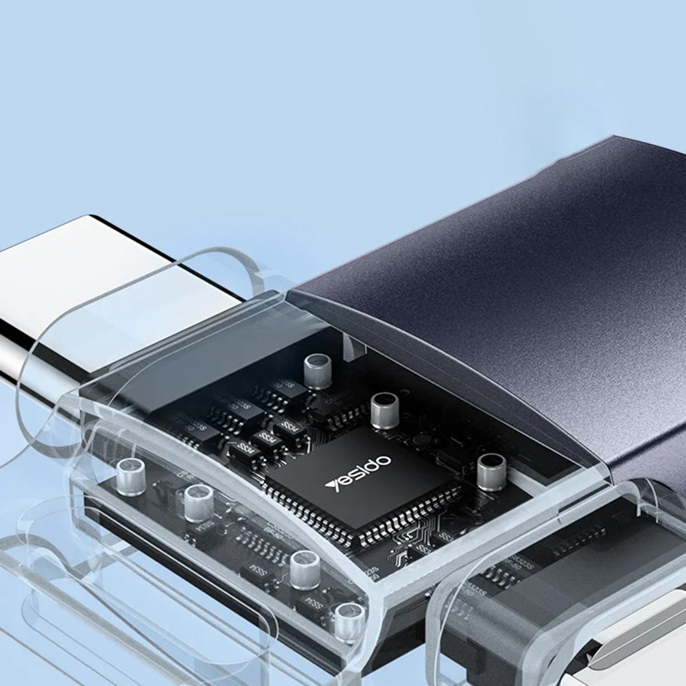 OTG adapter Lightning / USB-C - USB-A Yesido GS35, Sivi