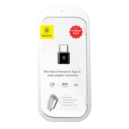 Adapter za prijenos podataka i punjenje microUSB - USB-C Baseus, Crni CAMOTG-01
