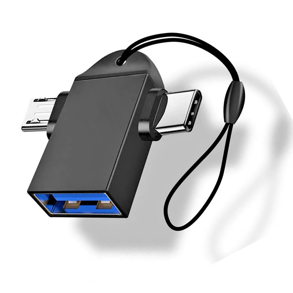 OTG adapter microUSB / USB-C - USB-A Techsuit A16 TwoVoltX, Crni