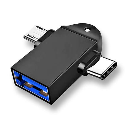 OTG adapter microUSB / USB-C - USB-A Techsuit A16 TwoVoltX, Crni