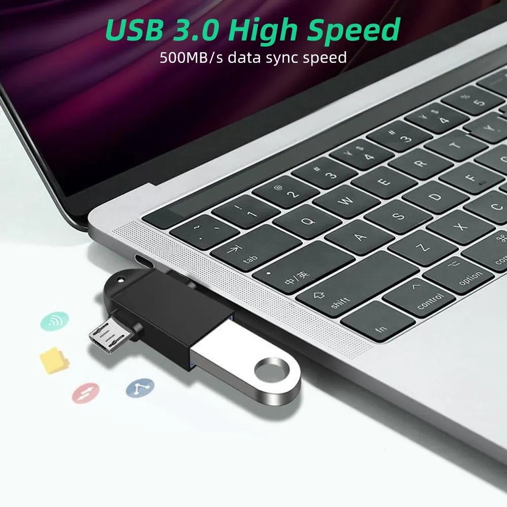 OTG adapter microUSB / USB-C - USB-A Techsuit A16 TwoVoltX, Crni