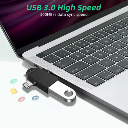 OTG adapter microUSB / USB-C - USB-A Techsuit A16 TwoVoltX, Crni