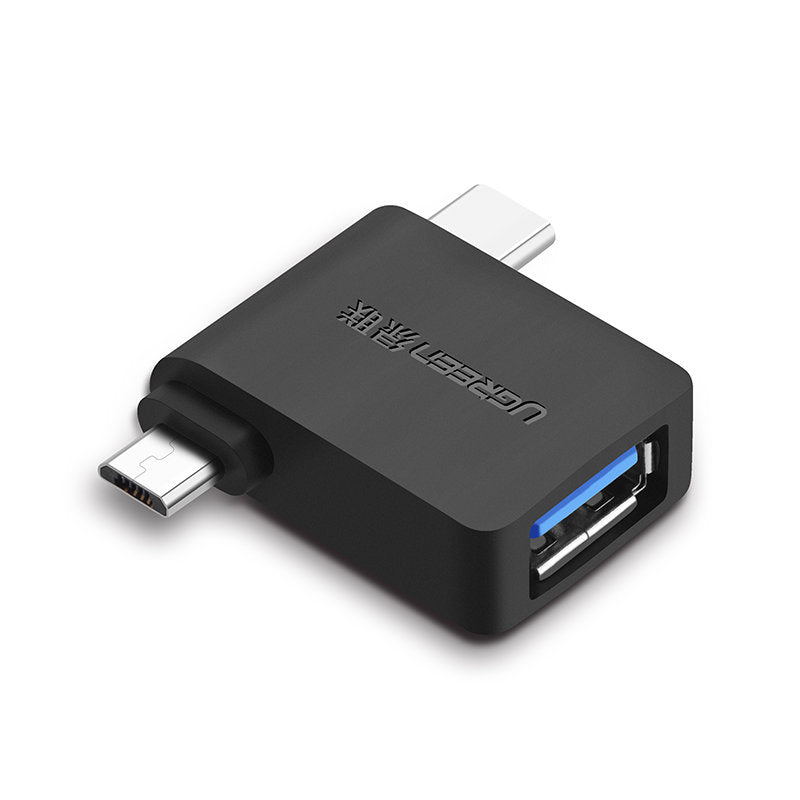 OTG adapter microUSB / USB-C - USB-A UGREEN U30453, Crni