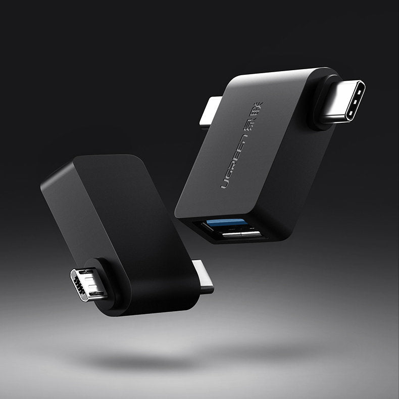 OTG adapter microUSB / USB-C - USB-A UGREEN U30453, Crni