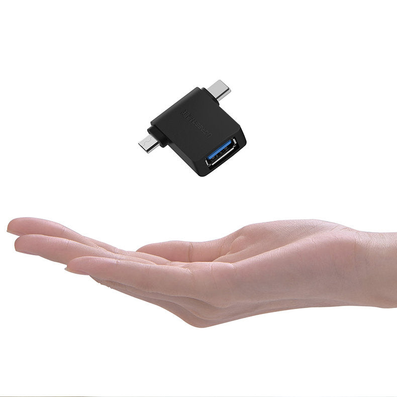 OTG adapter microUSB / USB-C - USB-A UGREEN U30453, Crni