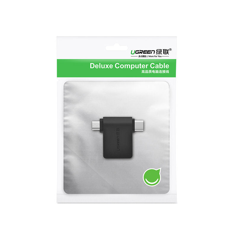 OTG adapter microUSB / USB-C - USB-A UGREEN U30453, Crni
