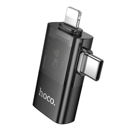 OTG adapter Lightning / USB-C - USB-A HOCO UA36E, Crni
