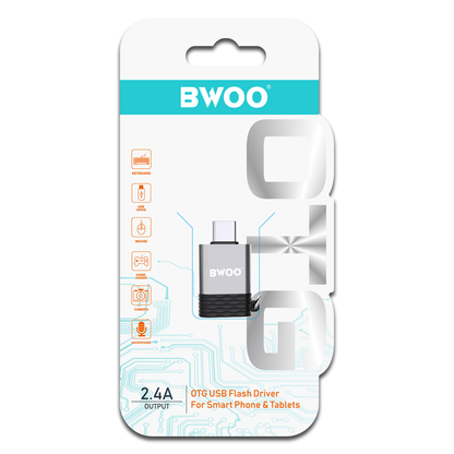 OTG adapter USB-A - USB-C BWOO BZ-35, Siva