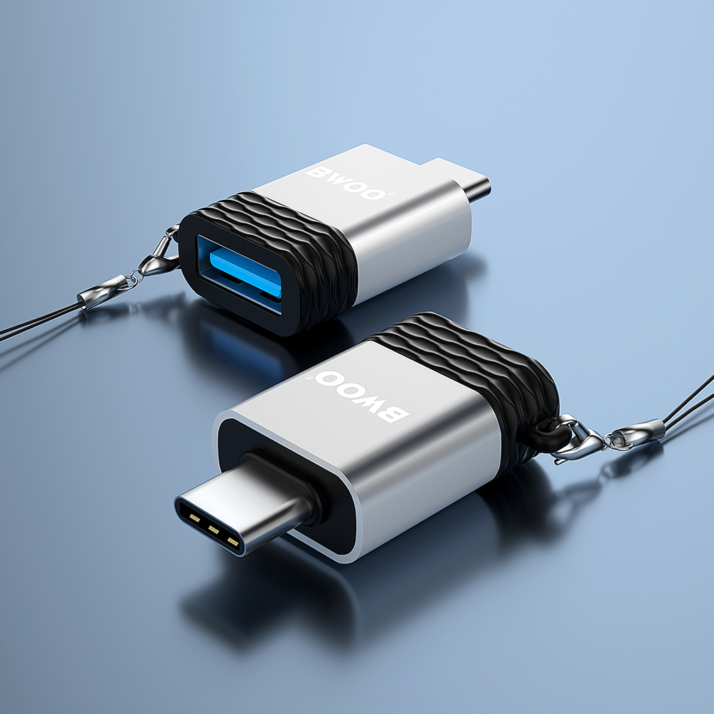 OTG adapter USB-A - USB-C BWOO BZ-35, Siva