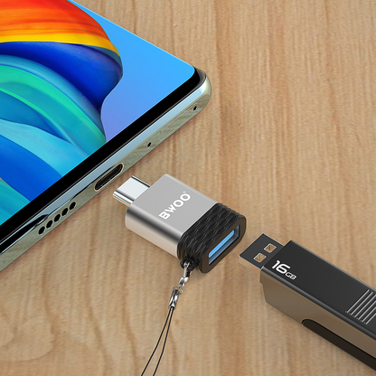 OTG adapter USB-A - USB-C BWOO BZ-35, Siva