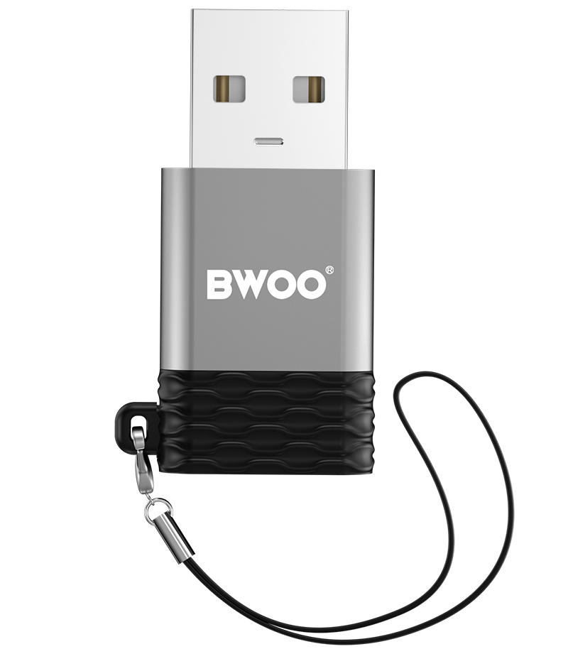 USB-C - USB-A adapter za prijenos podataka i punjenje BWOO BZ-38, siva