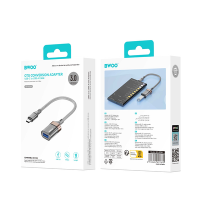 OTG adapter USB-C - USB-A BWOO BZ69, Sivi