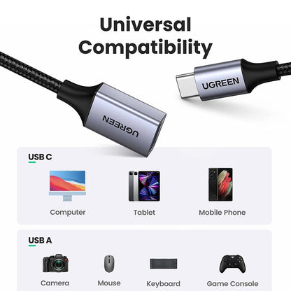 OTG USB-C - USB-A adapter UGREEN US378 (70889), Siva