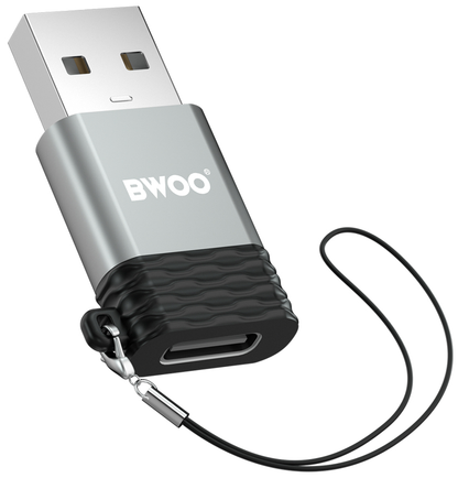 USB-C - USB-A adapter za prijenos podataka i punjenje BWOO BZ-38, siva