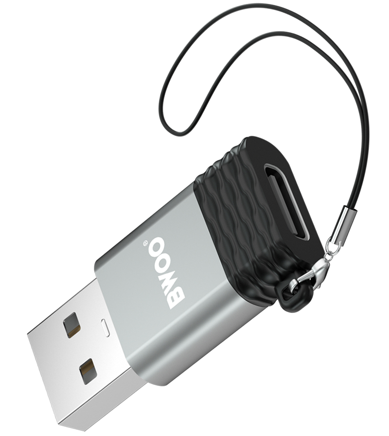 USB-C - USB-A adapter za prijenos podataka i punjenje BWOO BZ-38, siva