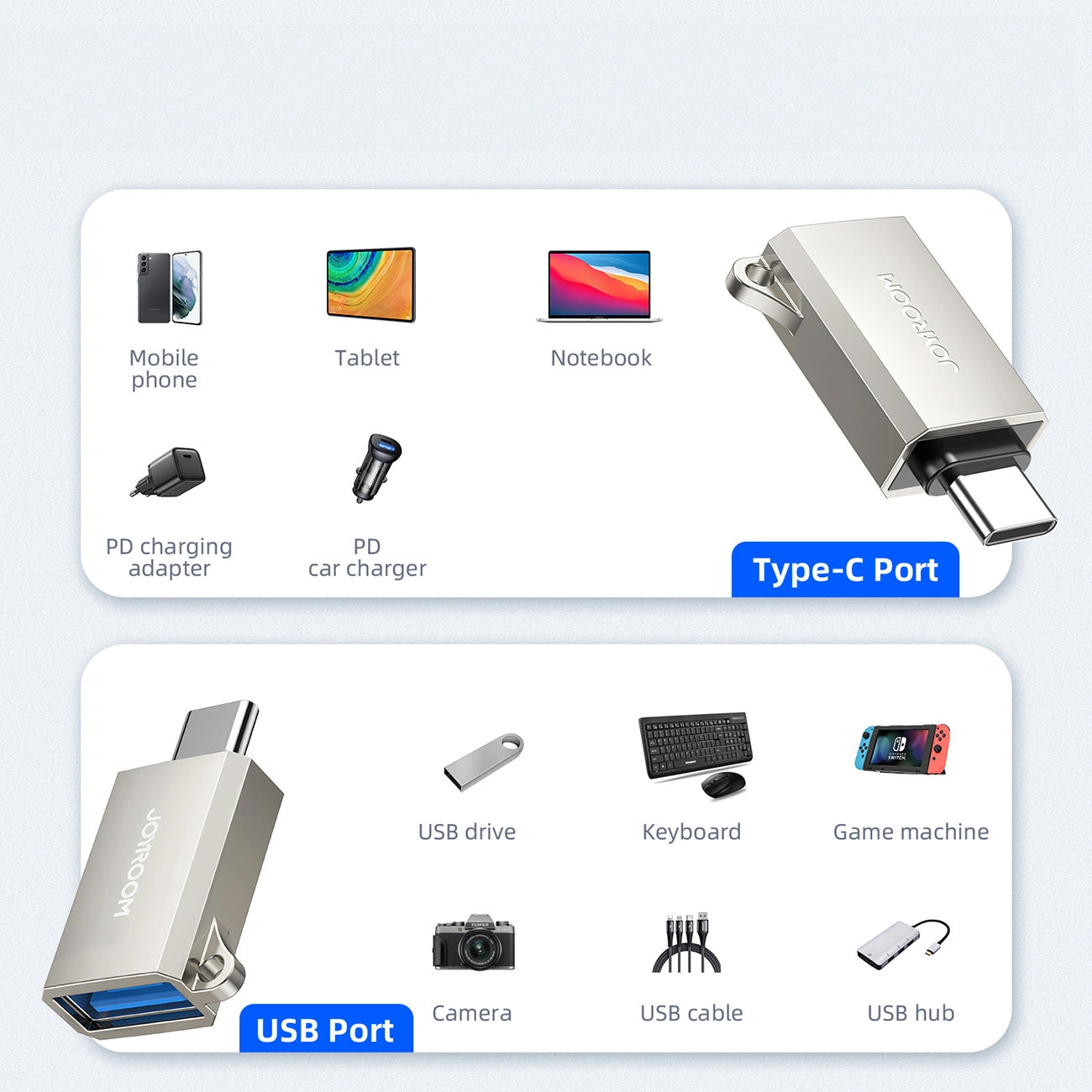 OTG adapter USB-C - USB-A Joyroom S-H151, Srebrni