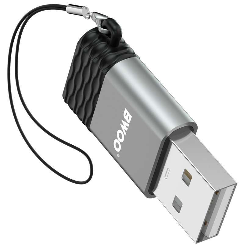 USB-C - USB-A adapter za prijenos podataka i punjenje BWOO BZ-38, siva