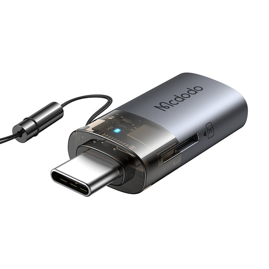 Čitač kartica USB-C McDodo OT-7600, USB-A (OTG) - microSD, Crni