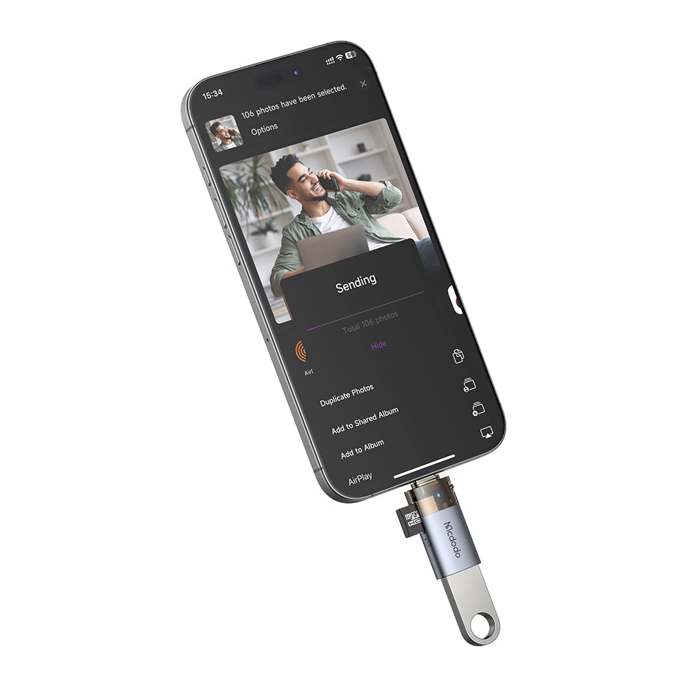 Čitač kartica USB-C McDodo OT-7600, USB-A (OTG) - microSD, Crni