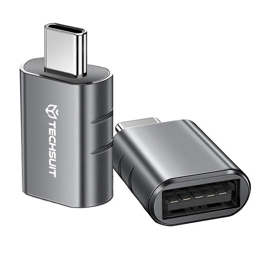 OTG adapter USB-C - USB-A Techsuit A10 SlateVolt, Sivi