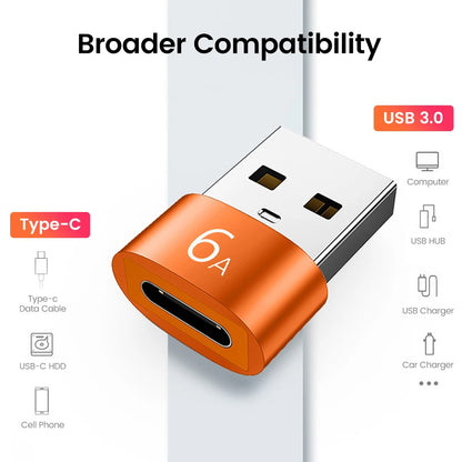 Adapter za podatke i punjenje USB-C - USB-A Techsuit A4 HyperPort, Crno Narančasti
