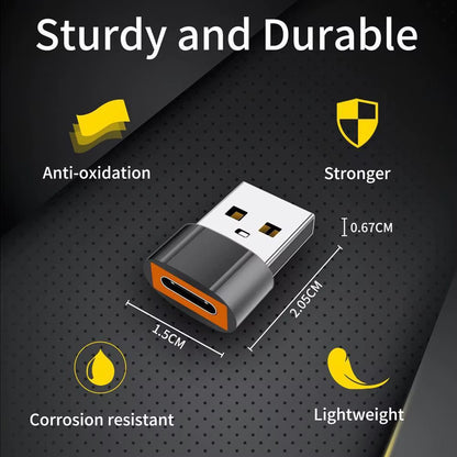 Adapter za podatke i punjenje USB-C - USB-A Techsuit A4 HyperPort, Crno Narančasti
