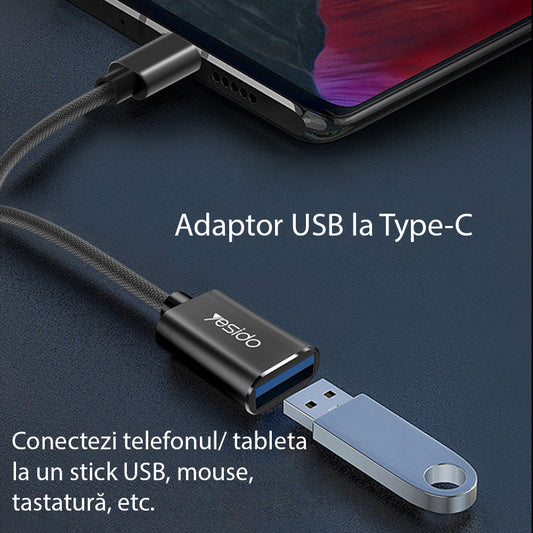 Adaptor OTG USB-C - USB-A Yesido GS01, Crni