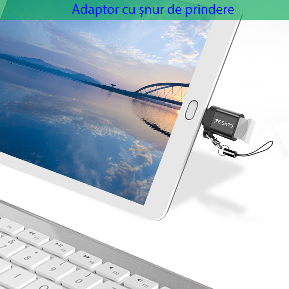 Adaptor OTG USB-C - USB-A Yesido GS06, Crni