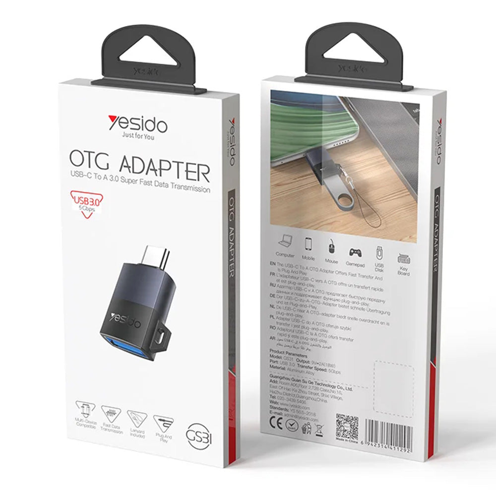 OTG adapter USB-C - USB-A Yesido GS31, Sivi