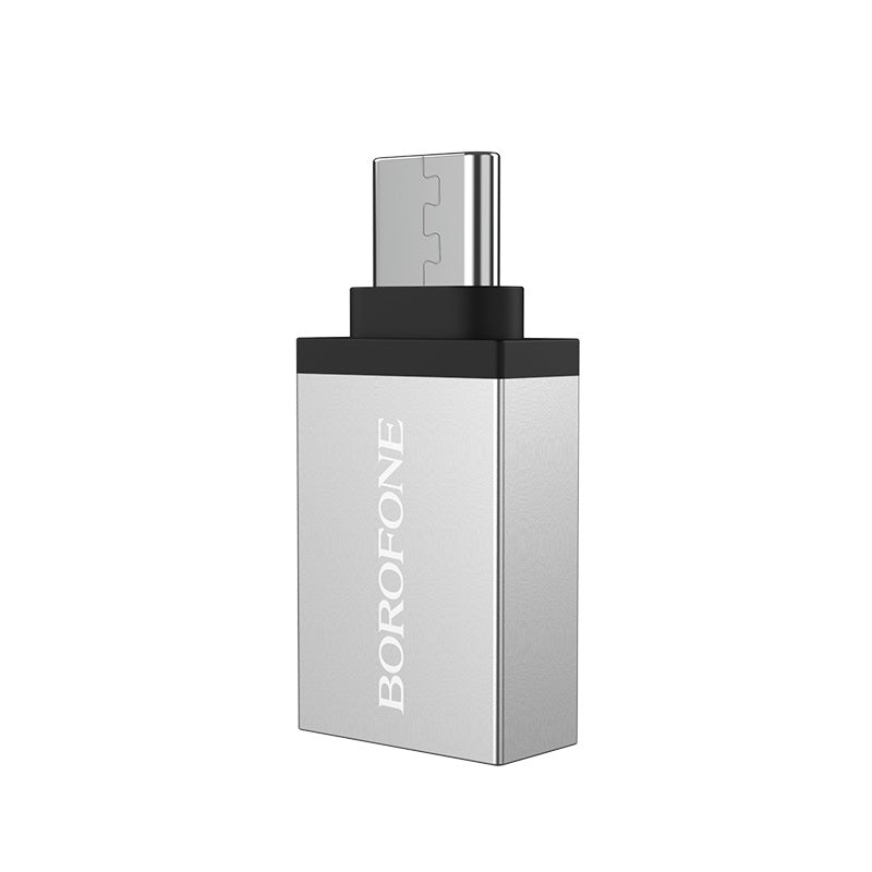 OTG adapter USB-A - USB-C Borofone BV3, Srebrni