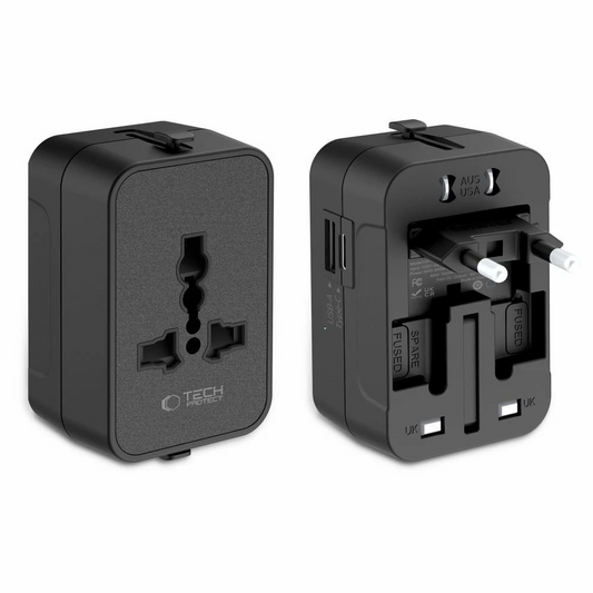 Mrežni adapter Tech-Protect TA300 Travel EU / UK / US / AU, Crni