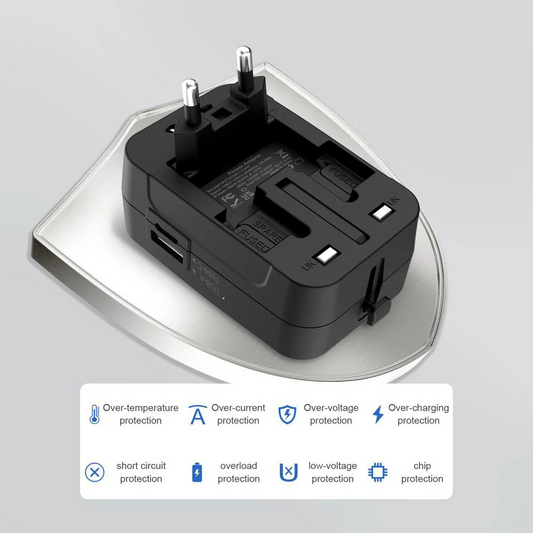 Mrežni adapter Tech-Protect TA300 Travel EU / UK / US / AU, Crni