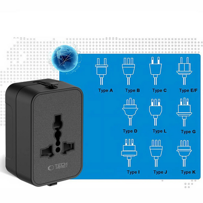 Mrežni adapter Tech-Protect TA300 Travel EU / UK / US / AU, Crni