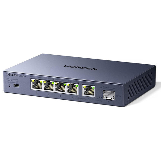 UGREEN mrežni prekidač 35048EU, 5 x RJ45, Siva