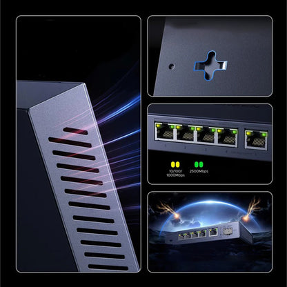 UGREEN mrežni prekidač 35048EU, 5 x RJ45, Siva