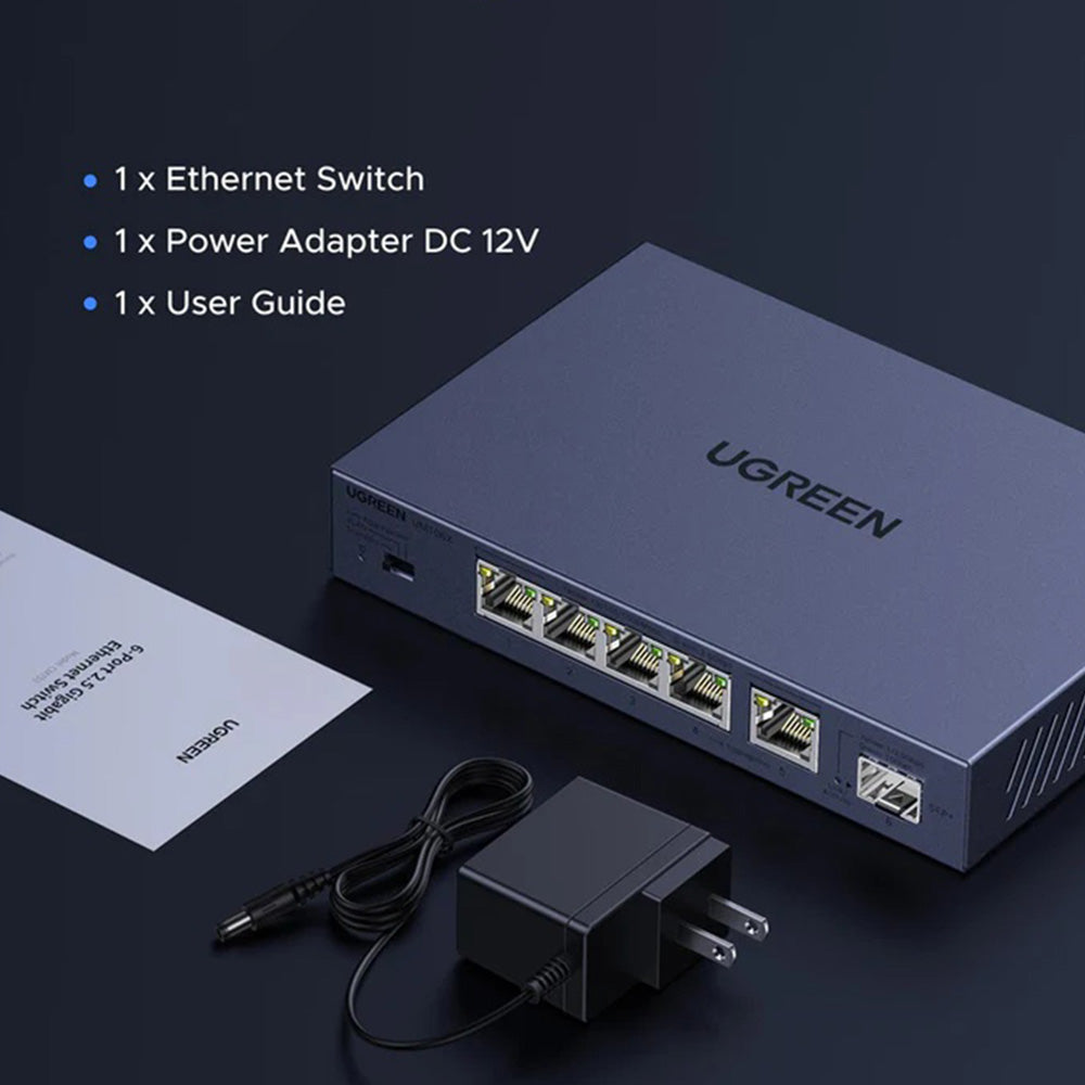 UGREEN mrežni prekidač 35048EU, 5 x RJ45, Siva