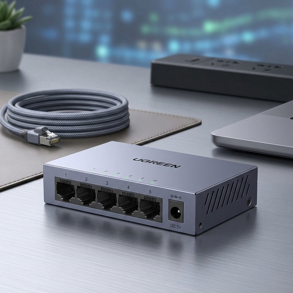 UGREEN CM933 mrežni prekidač (65956EU), 5 x RJ45, Crna