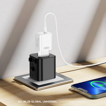 Mrežni adapter XO Design WL28 Travel US / UK / AU / CN / EU, Crni