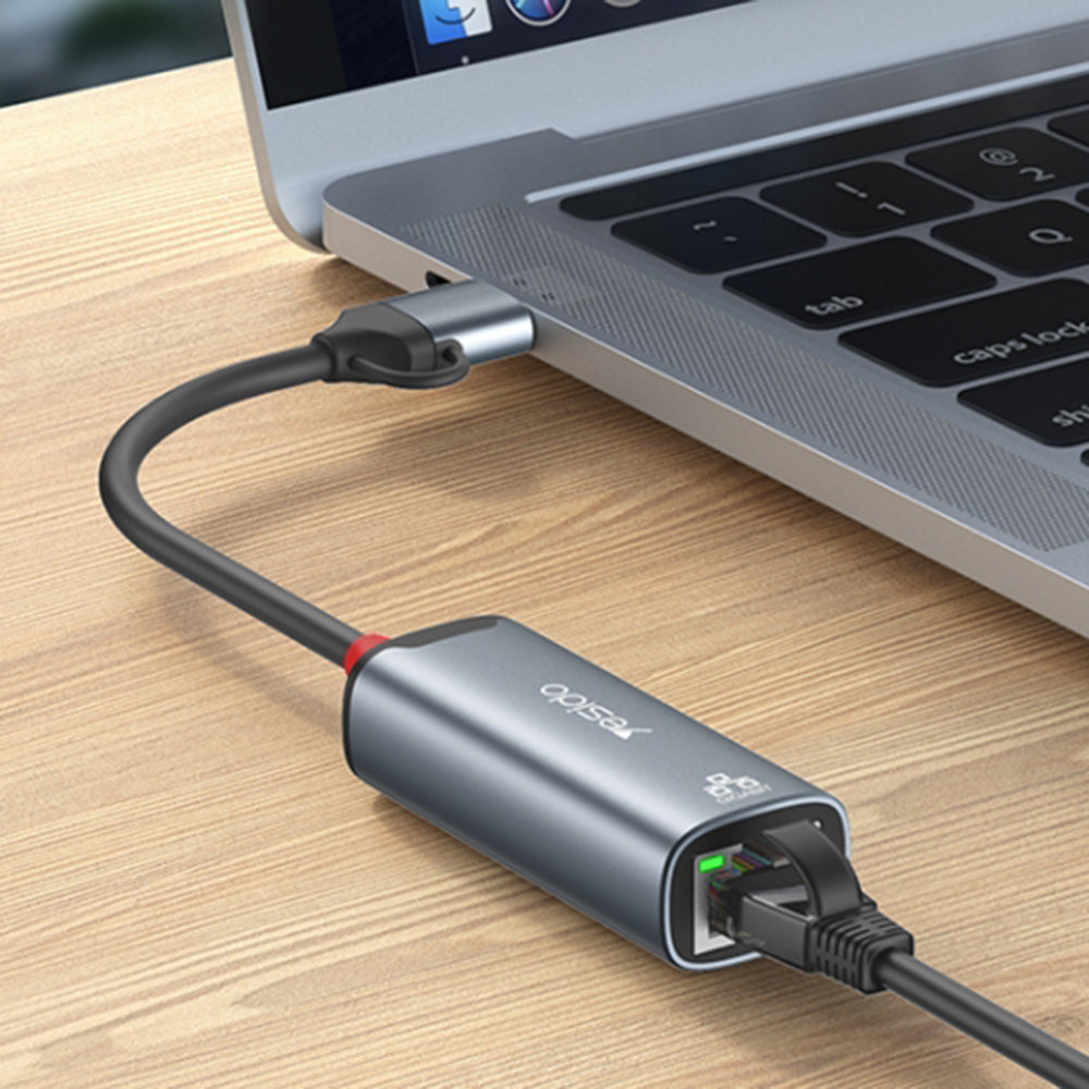 Mrežni adapter Yesido HB26, RJ45, USB / USB-C, Sivi