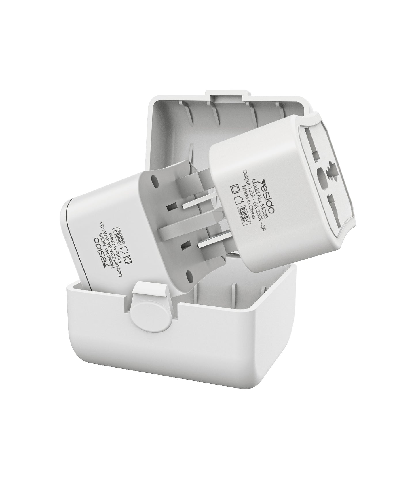 Adaptor mreže Yesido MC25 Travel CN/ US / EU / UK, Bijeli