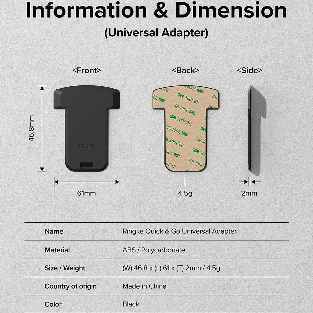 Adapter za telefon Ringke Quick & Go za nosač bicikla, Set 2 komada, Crna